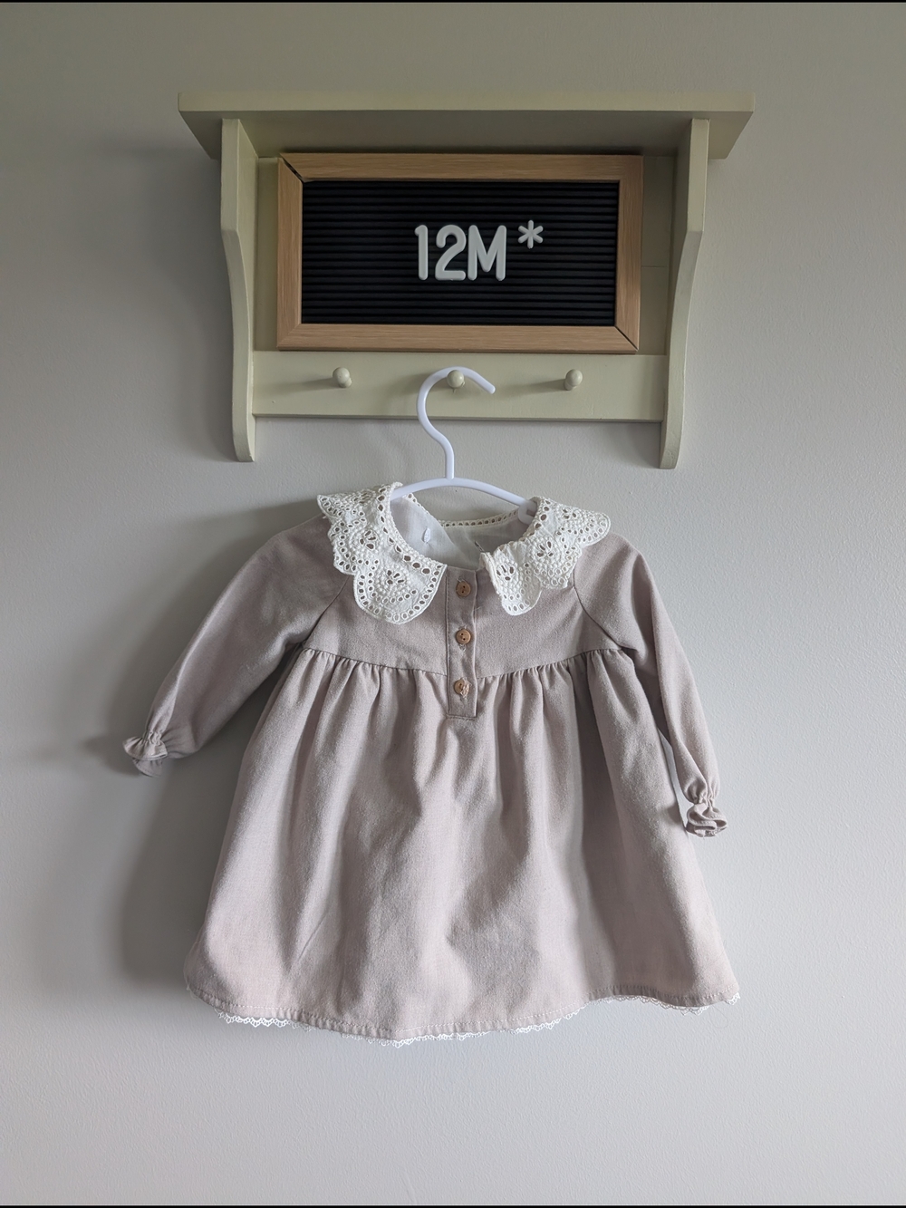 cupcakes & cashmere Toddler Eyelet Collar Long-Sleeve Dress - Cream